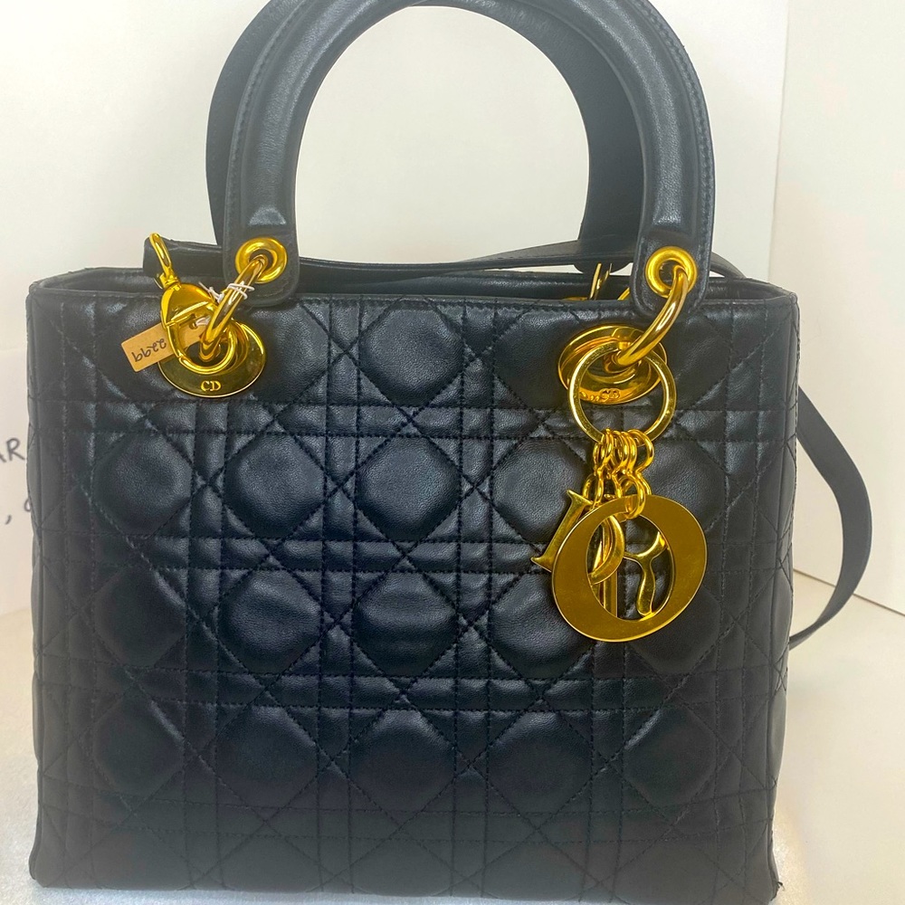 Christian Dior Lambskin Cannage Medium Lady Dior